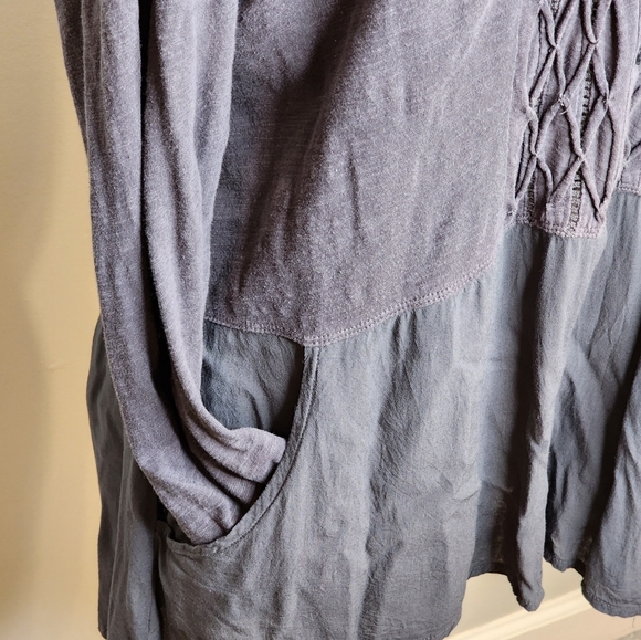 Anthropologie Meadow Rue Dark Grey 3/4 sleeve button down shirt Size L - Picture 5 of 15